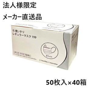 【期間限定!3点購入でポイント10倍!※要エントリー】【法人様限定/メーカー直送品/ケース/代引不可】ファーストレイト IS使いきりレギュラーマスク199 95×175mm ホワイト 50枚/箱×40箱入 FR-19