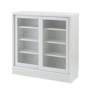 食器棚 キャビネット 幅90.5cm ガラス扉 引戸 リビング収納棚 奥行29.5cm スリムラック 隙間収納 日本製 完成品 NK04-020/NK04-023-NS