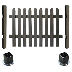 木製フェンス ピケットフェンス 幅120cm ストレート 基本セット 平地用 天然木 SFPS1200F-HB