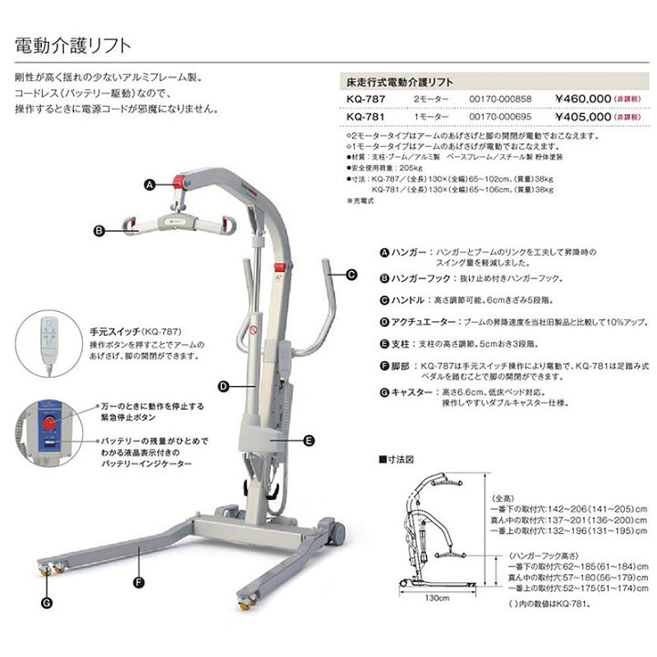 楽天市場】【パラマウントベッド】床走行式電動介護リフト / KQ-781 