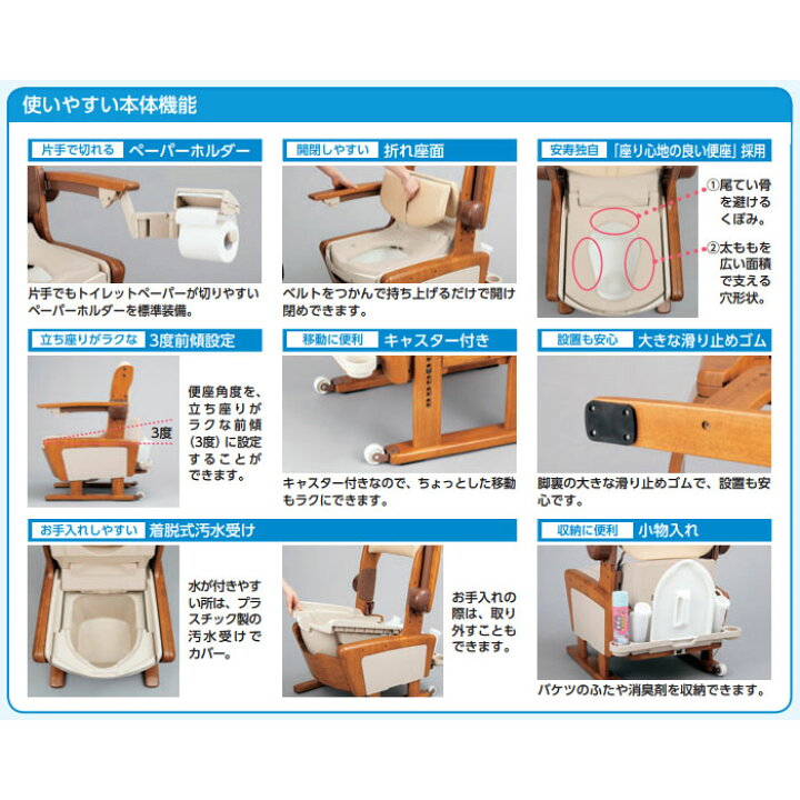 楽天市場】【安寿アロン化成】安寿 家具調トイレ AR-SA1 ＜シャワピタ 