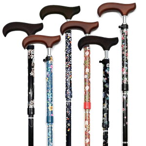 【ウェルファン】夢ライフステッキ・スリムネック 折畳・スリムタイプ(柄)※在庫限り【定番在庫】即日・翌日配送可【介護用品】折りたたみ/ステッキ/杖/柄物/花柄【通販】