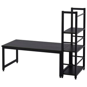 【ブラック】ロータイプデスク パソコンデスク 実用な一体分離両用 溢れる天然木の魅力 3段シェルフ付 座デスク ミシン台