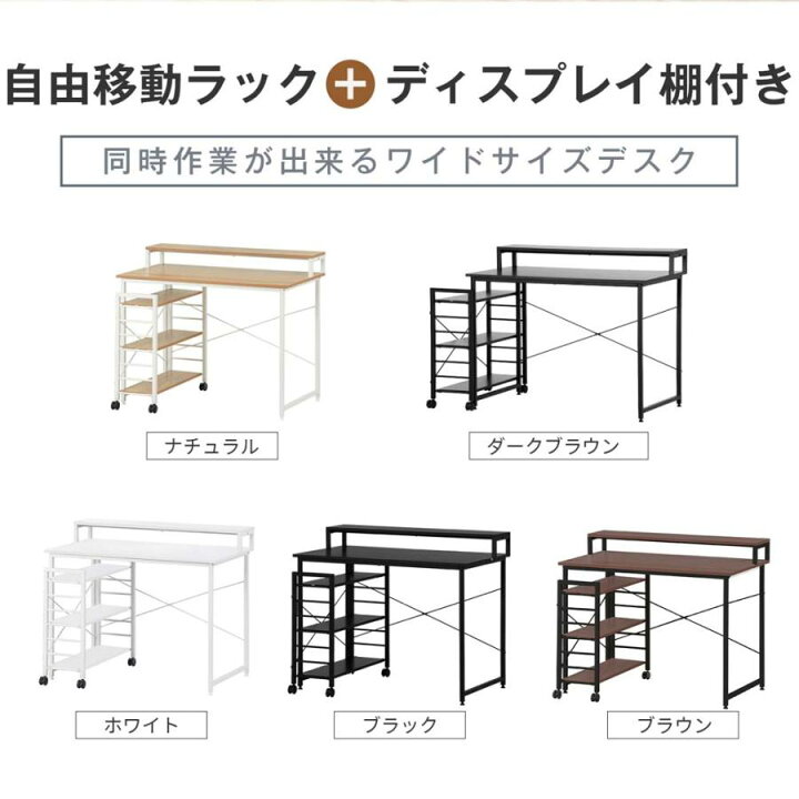楽天市場】【新品登場】【ホワイト】パソコンデスク キャスター付きで  