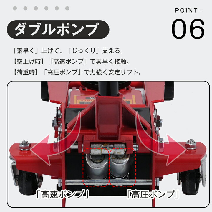 楽天市場】ジャッキ ガレージジャッキ 油圧式ジャッキ 手動式+ 足踏み 