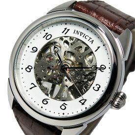 インヴィクタ INVICTA 手巻き メンズ 腕時計 17187 ホワイト ブラウン 30m防水 革ベルト レザー 人気 ブランド スケルトン インビクタ腕時計 インヴィクタ腕時計 男性 ギフト プレゼント