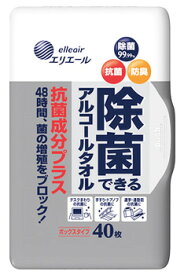 大王製紙 エリエール 除菌できるアルコールタオル 抗菌成分プラス ボックス 本体 (40枚) ウエットティッシュ