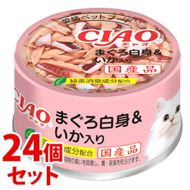 《セット販売》　いなばペットフード CIAO チャオ ホワイティ まぐろ白身 いか入り (85g)×24個セット キャットフード ウェット