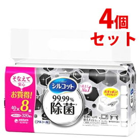 《セット販売》　ユニチャーム シルコット 99.99％ 除菌ウェットティッシュ アルコールタイプ つめかえ用 (40枚×8個)×4個セット 詰め替え用