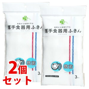 《セット販売》 くらしリズム 厚手食器用ふきん 約35cm×50cm (3枚)×2個セット 抗菌 布巾