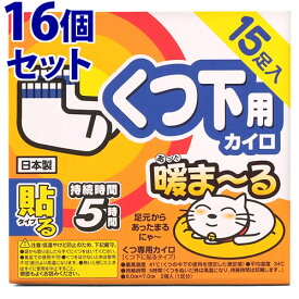 《セット販売》　アイリスオーヤマ 暖まーる くつ下用カイロ (15足入)×16個セット あったまーるカイロ くつ専用カイロ 使い捨てカイロ 靴下に貼るタイプ　【送料無料】　【smtb-s】