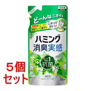 《セット販売》 花王 ハミング消臭実感 リフレッシュグリーンの香り 詰め替え用 (370mL)×5個セット