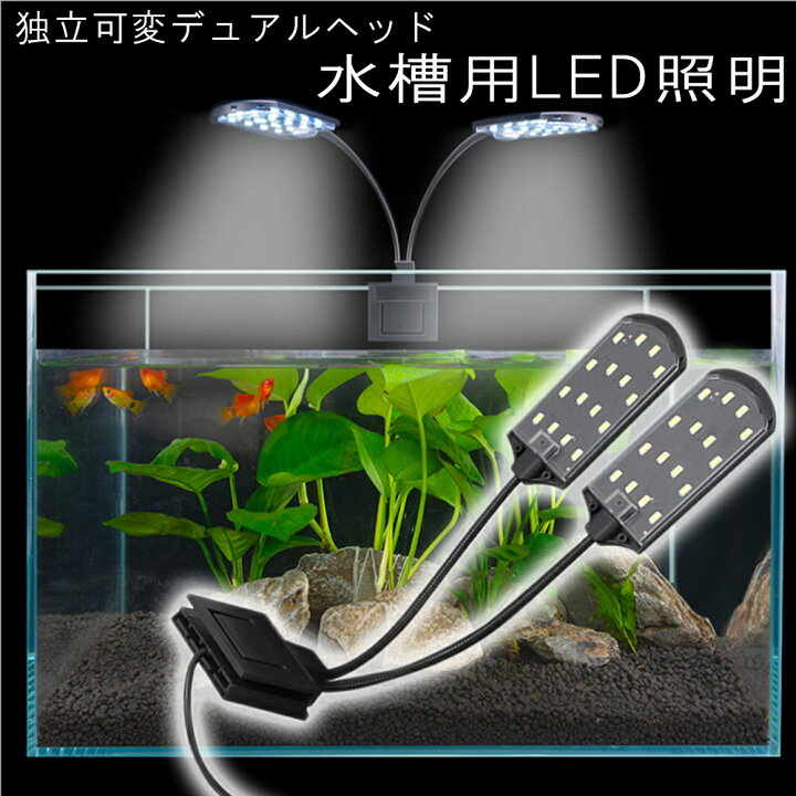 楽天市場 ポイント7倍 4日時 5日23時59分 即日発送 水槽照明 Led デュアルヘッド フレキシブルアーム 高さ 角度調節 水草 植物育成 cm 60cm水槽に アクアリウムライト 即日発送 Wellvie Store