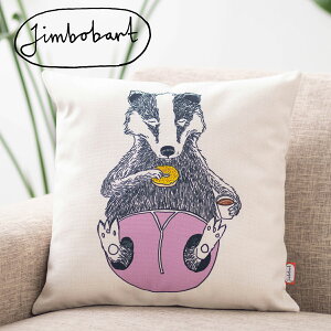 �W���{�o�[�g �N�b�V�����J�o�[ Jimbobart �A�i�O�} Badger �p�� �f�U�C�� 45×45cm �A�j�}�� ���l�� �V�R�̖��ŏo�����n���h���C�h ���� �C�M���X �v���[���g �M�t�g �V���� �V�� ���z���j�� �V�z 