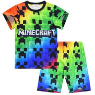 パジャマ 上下セット マイクラ クリーパー ジャージ 総柄 モザイク 半袖 MINECRAFT マインクラフト 子供…