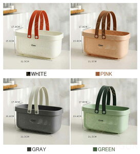 【予約販売】お風呂バスケット カゴ かご 整理用品 小物入れ ボックス ケース 収納 メッシュ 水切り 防水 持ち運び 持ち手 ミニ 大容量 多機能 バス 浴室 日用雑貨 整頓 仕分け ポータブル 携