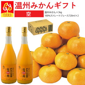 温州みかん おもだ畑みかんセット「空」3kg（20-35玉 M又はL）とおもだ畑のみかんジュース（720ml)2本セット 贈答用 農家直送 露地栽培 みかん専門店 南の果樹園 ニュウズ 西宇和