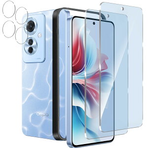 【ブルーライトカット 93%】【2+2枚入り】OPPO Reno11 A 用の(2枚入り)ガラスフィルム+(2枚入り)カメラフィルム オッポ リノ11A 用の 目の疲れ軽減 液晶保護 フィルム 保護ガラス レンズ保護