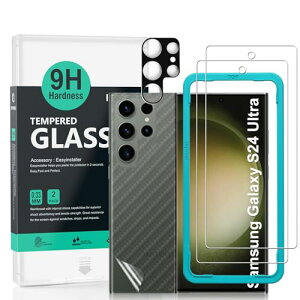 IBYWIND �X�N���[���v���e�N�^�[ 2 �p�b�N Samsung Galaxy S24 Ultra 5G 6.8 �C���` (Samsung Galaxy S24 5G/S24 Plus 5G �ɂ͑Ή����܂���)�A�d�x 9H �����K���X�A�J���������Y�v���e�N�^�[ 1 ���t���A�w�ʃJ�[�{��