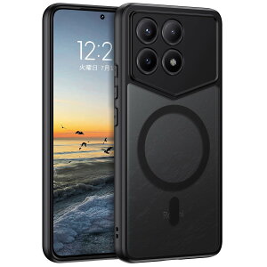 DUEDUE Xiaomi Poco F6 Pro ケース Poco F6 Pro 5G ケース マグネット搭載 ブラック マグネット式カーマウント対応 指紋防止 耐衝撃 一体型 薄型 TPUケース 全面保護 黄ばみ防止