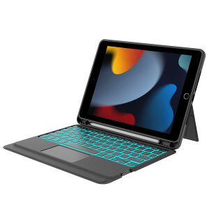 横置き 縦置き iPad 第9世代 第8世代 第7世代 キーボード ケース 10.2インチ タッチパッド付き 3台デバイス切替 脱着式 iPad air3 キーボード iPad pro 10.5 キーボード 7色バックライト Type-C充電式 ペ