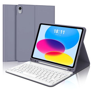 【2024年昇級版】iPad 第10世代 キーボードケース 2022 10.9インチ Bluetoothキーボード 脱着式 手帳型 オートスリープ スタンド機能 Pencil収納 全面保護 傷つけ防止 多角度調整(iPad 10 2022)パープル