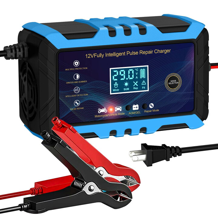 楽天市場】12Vバッテリー充電器 車/バイク バッテリー充電器 自動 