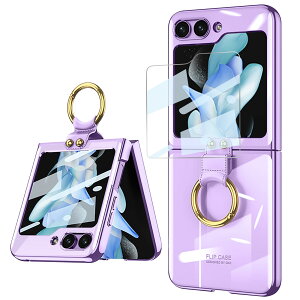 FODDOM Galaxy Z Flip6 �P�[�X �����O�t�� ���� ���b�L PC �N���X�^���J�o�[ �K���X�t�B�������O���\/�����Y�ی�/���h�~/�ϏՌ�/���C�����X�[�d�\ ���������P�[�X (�p�[�v��)
