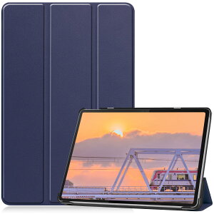 TRkin �Ή� Lenovo Tab P12 ZACH0002JP 12.7�C���` �p�̃J�o�[ �^�u���b�g �P�[�X �����^ �Ή� Lenovo Tab P12 ZACH0002JP �p�̎O�܂�X�^���h ���o�E���h�}�O�l�e�B�b�N�X�}�[�g�P�[�X�@�\�t�� �Ռ��z�� ��