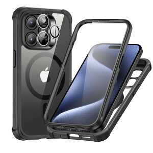 ESR iPhone 15 Pro �P�[�X�Z�b�g 1�Z�b�g�ʃ����Y�ی�t�B���� ��phone15pro �P�[�X MagSafe�݊��X�}�z�P�[�X�Ή� �S�ʕی�^�C�v�R�p�K�i�ی�� �Ϗ��� Armor�V���[�Y iphone15pro �P�[�X �N���A�u���b