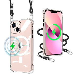 iPhone 13 Mini �p �P�[�X �N���A Magsafe�Ή� �}�O�l�b�g���� �V�����_�[ �X�g���b�v�t �g�уJ�o�[ �ϏՌ� �S�ʕی� �A�C�t�H��13 mini �p �X�}�z�P�[�X �R�t�� ������ ��|�� ��|���P�[�X TPU ���^ 