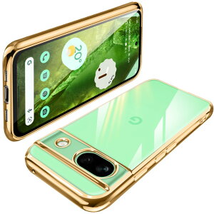 Google Pixel8a ケース クリア TPU 透明 薄型 軽量 グーグル ピクセル 8a スマホケース 耐衝撃 メッキ加工 ソフト 人気 ワイヤレス充電対応 (ゴールド)