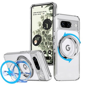 JJWW Pixel8 �P�[�X �N���A �����O Magsafe �Ή� �X�^���h�y360�x��]�ł���X�^���h�z ���@�\��� �c�����Ή� �}�O�l�b�g���� �s�N�Z��8 �P�[�X MagSafe�Ή� ���^ ���� �w��h�~ �ČRMIL�K�i�ϏՌ� �}