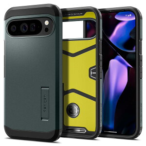 Spigen Pixel9 Pro XL �P�[�X ���͕ی� �X�^���h�t�� �ČRMIL�K�i�擾 �ϏՌ� �O�w�\�� �X�}�z�X�^���h �J�����ی� ���h�~ �Ռ� �z�� ���C�����X�[�d �^�t�E�A�[�}�[ ACS07728(�A�r�X�E�O���[��)