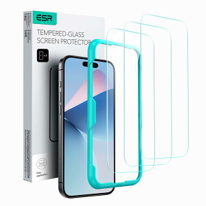 ESR iPhone 16 Pro �K���X�t�B���� �X�N���[���ی�t�B����3�� �����K���X�t�B���� �ȒP���t���c�[���t�� �d�x9H �R���K�i�̔�U�h�~�� HD �Ϗ���