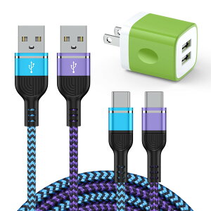 Viviber [2�|�[�gUSB�[�d��*1��+USB Type-C�P�[�u��0.9m*1�{�A1.8m*1�{] �h�R���[�d�� �}���[�d�� Galaxy�[�d�� iPhone 16/15�^�C�vC�[�d�� �A���h���C�h �X�}�z�[�d�� Xperia�[�d��P�[�u�� Type-C USB�P�[�u�� A
