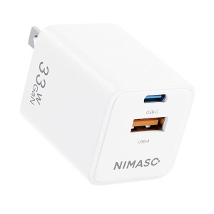 NIMASO 33W USB PD }[d 2|[g Type-C [d ^ ܂肽ݎvO KE PSEF ^CvC USB-A&USB-C ^ubgΉ X}z[d zCg iPhone16/15 [d NCH24A1044