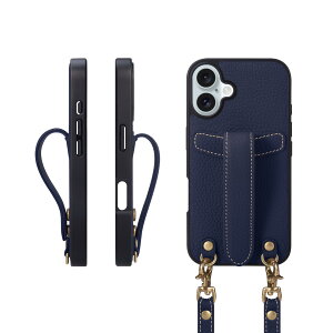 COGURE �R�O�� iPhone16Plus �P�[�X �V�����_�[�X�g���b�v �{�v �����h�~ �ϏՌ� �M�t�g�{�b�N�X�t�� COPG �l�C�r�[�yNavy�z