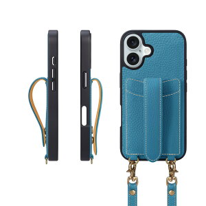 COGURE �R�O�� iPhone16Plus �P�[�X �V�����_�[�X�g���b�v �{�v �J�[�h���[ �����h�~ �ϏՌ� �M�t�g�{�b�N�X�t�� COPGC �V�A���yCyan�z