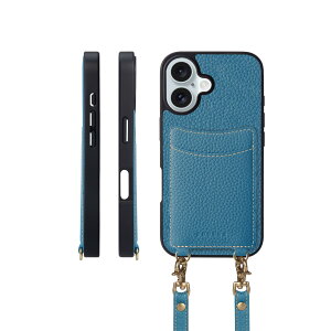COGURE �R�O�� iPhone16Plus �P�[�X �V�����_�[�X�g���b�v �{�v �J�[�h���[ �����h�~ �ϏՌ� �M�t�g�{�b�N�X�t�� COPGCS �V�A���yCyan�z