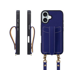 COGURE �R�O�� iPhone16Plus �P�[�X �V�����_�[�X�g���b�v �{�v �J�[�h���[ �����h�~ �ϏՌ� �M�t�g�{�b�N�X�t�� COPGC �u���[�����C�����yBlueRoyale�z