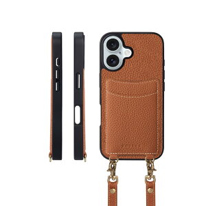COGURE �R�O�� iPhone16Plus �P�[�X �V�����_�[�X�g���b�v �{�v �J�[�h���[ �����h�~ �ϏՌ� �M�t�g�{�b�N�X�t�� COPGCS �L���������yCaramel�z