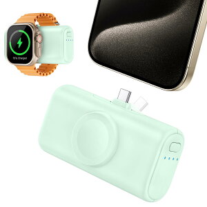 RORRY【モバイルバッテリー iPhone 15/16とApplewatch同時充電 Type Cコネクター一体型】5000mAh Power Bank 急速充電 パススルー充電 コードレス applewatch充電器 小型 軽量 直接充電 iPhone 16/16 Plus/16Pro /16 Pro