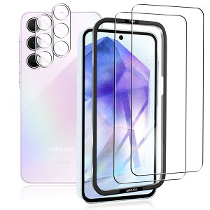 対応 Galaxy A55 5G SC-53E / SCG27 ガラスフィルム 2枚 + 対応 ギャラクシー A55 5G レンズ保護フィルム 2枚 対応 Galaxy A55 5G SC-53E 用のフィルム 液晶保護フィルム 全面保護 耐衝撃 極薄 気泡ゼロ 指紋防