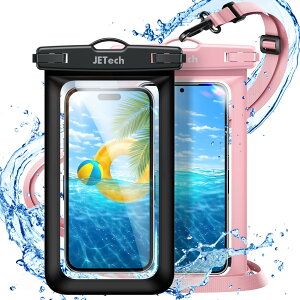 JEDirect �X�}�z �h���P�[�X �h���|�[�` iPhone 16 15 14 13 12 Pro Max Plus/Samsung Galaxy S24 S23 Ultra�Ȃ� �ő�7.2�C���`�Ή� �X�g���b�v�t�� IPX8�h���C�o�b�O 2���Z�b�g (�u���b�N+�s���N)