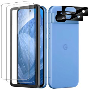 Kakuki For Google Pixel 8A ガラスフィルム*2枚 + カメラフィルム*2枚 ピクセル8a 保護フィルム 旭硝子素材製 指紋認証対応 耐衝撃 液晶保護フィルム 指紋防止 気泡ゼロ 自動吸着 貼り付け簡単(Pixel 8