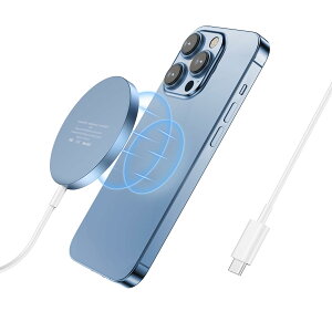 Mag Safe充電器 磁気ワイヤレス充電器 マグネット式 マグセーフ充電器 iPhone15/14/13/12シリーズ対応 マグセーフケース付きAirPods対応 急速 軽量 超薄型 無線充電器 7.5W/10W/15W Type-C 強力磁気