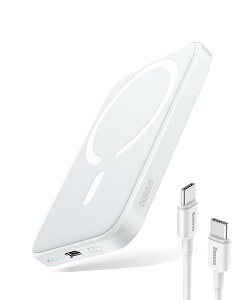 Baseus モバイルバッテリー magsafe 対応 6000mAh マグセーフ マグネット式 ワイヤレス充電 PD 20W 急速充電 パススルー充電 薄型 iPhone15/14/13シリーズ 対応 USB-C ケーブル付属 有線充電対応 PSE認証済