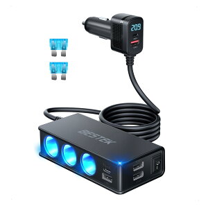BESTEK VK[\Pbg 3A USB ԍڏ[d  \Pbg QC3.0 PD30W }[d |[gt VK[C^[ Ή\ dEd@\ 12V/24VԑΉ J[`[W[ BTTR49