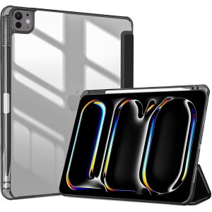 ProCase iPad Pro 11 M4 2024 (A2836 A2837 A3006) 11C` y[  NAobNJo[ P[X X ϏՌ O܂ X^h X}[gJo[ - ubN